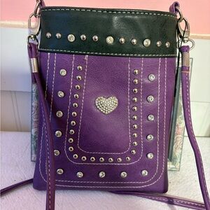Purple Studded Crossbody Bag